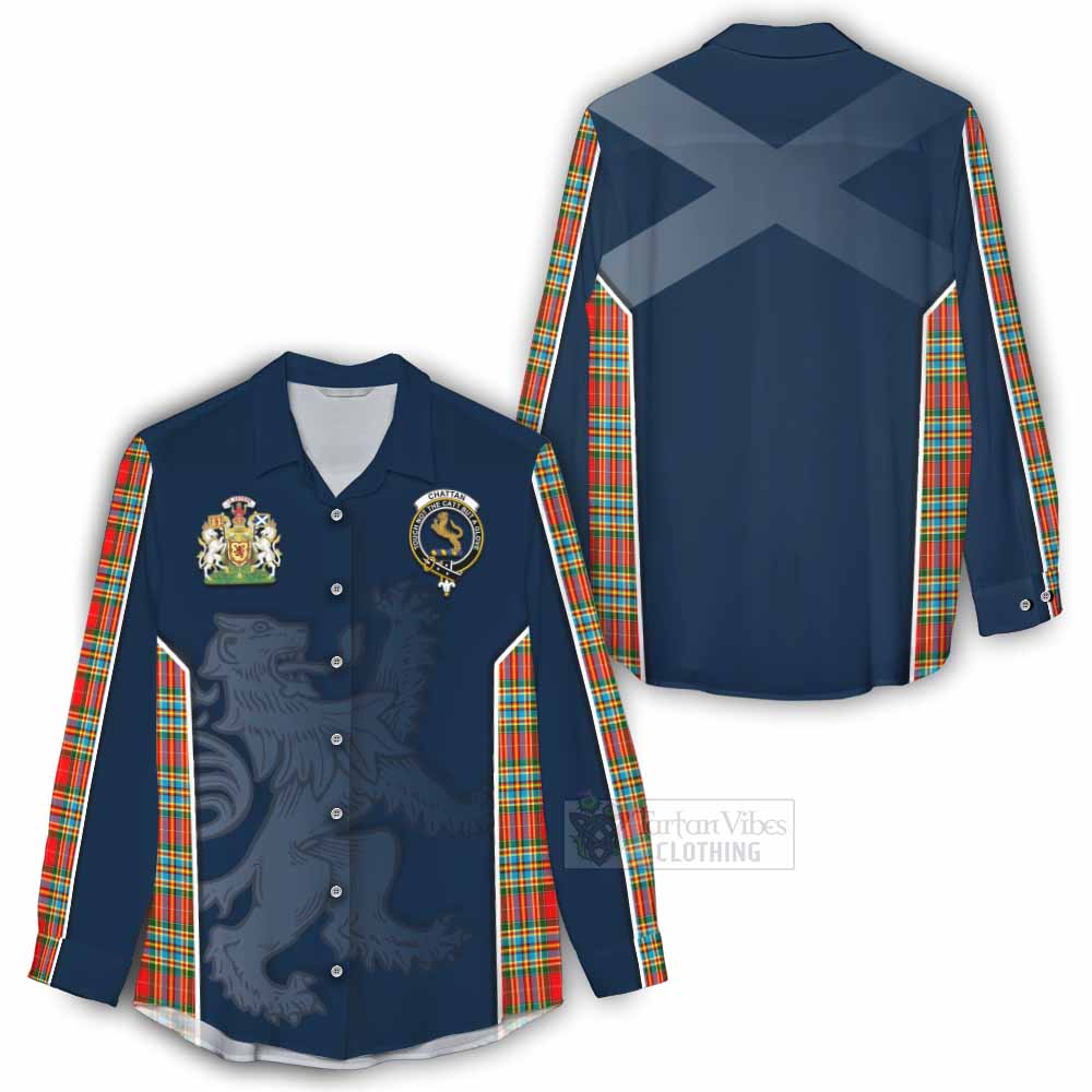 Tartan Vibes Clothing Chattan Tartan Women's Casual Shirt with Family Crest and Lion Rampant Vibes Sport Style