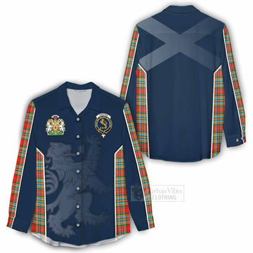 Chattan Tartan Women's Casual Shirt with Family Crest and Lion Rampant Vibes Sport Style