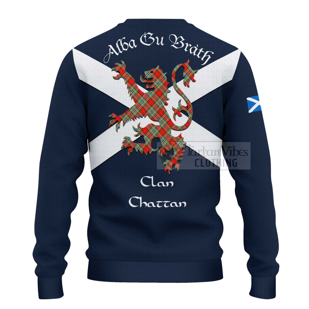 Tartan Vibes Clothing Chattan Tartan Lion Rampant Knitted Sweater – Proudly Display Your Heritage with Alba Gu Brath and Clan Name