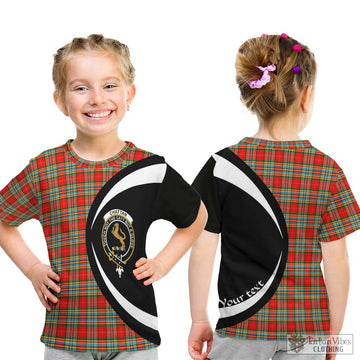 Chattan Tartan Kid T-Shirt with Family Crest Circle Style