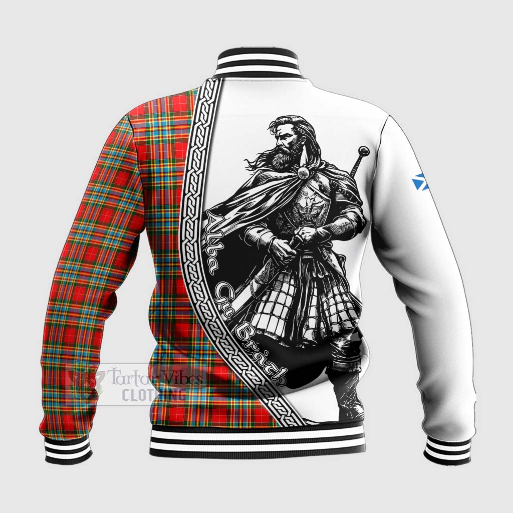 Chattan Tartan Clan Crest Baseball Jacket with Highlander Warrior Celtic Style - Tartan Vibes Clothing