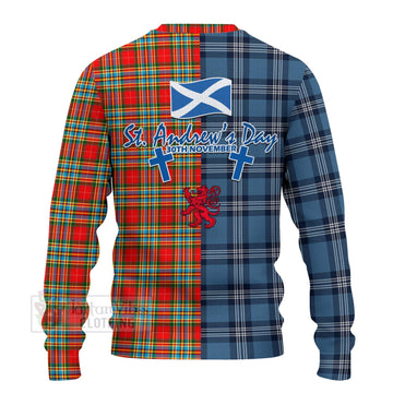 Chattan Tartan Knitted Sweater Happy St. Andrew's Day Half Tartan Style