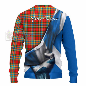 Chattan Tartan Knitted Sweater with Family Crest Scotland Patriotic Style