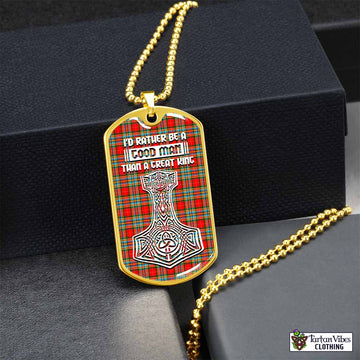 Chattan Tartan Dog Tag Necklace Viking Mjolnir Style