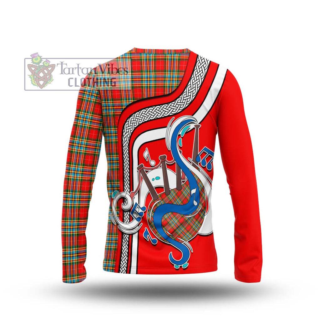 Tartan Vibes Clothing Chattan Tartan Long Sleeve T-Shirt with Epic Bagpipe Style