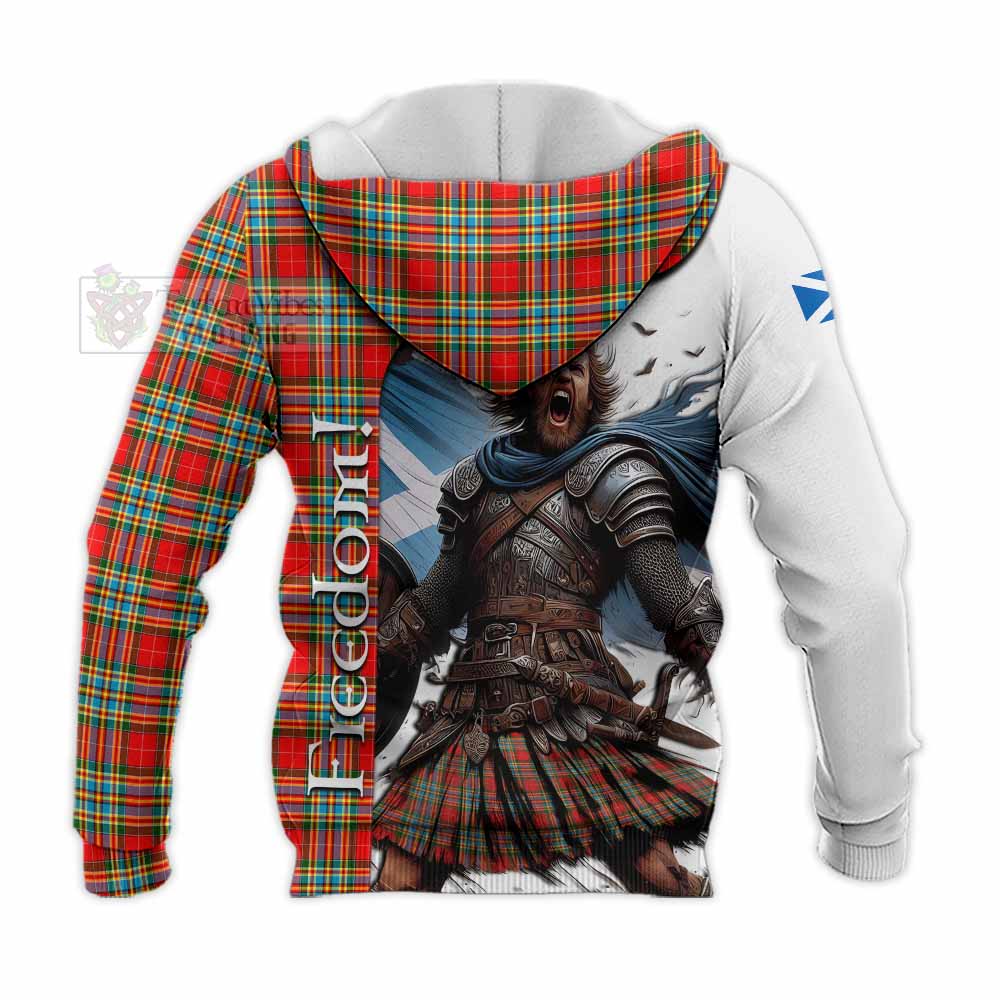 Tartan Vibes Clothing Chattan Crest Tartan Knitted Hoodie Inspired by the Freedom of Scottish Warrior