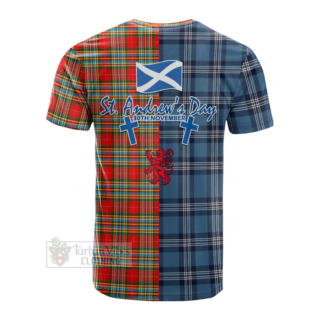 Tartan Vibes Clothing Chattan Tartan Cotton T-shirt Happy St. Andrew's Day Half Tartan Style