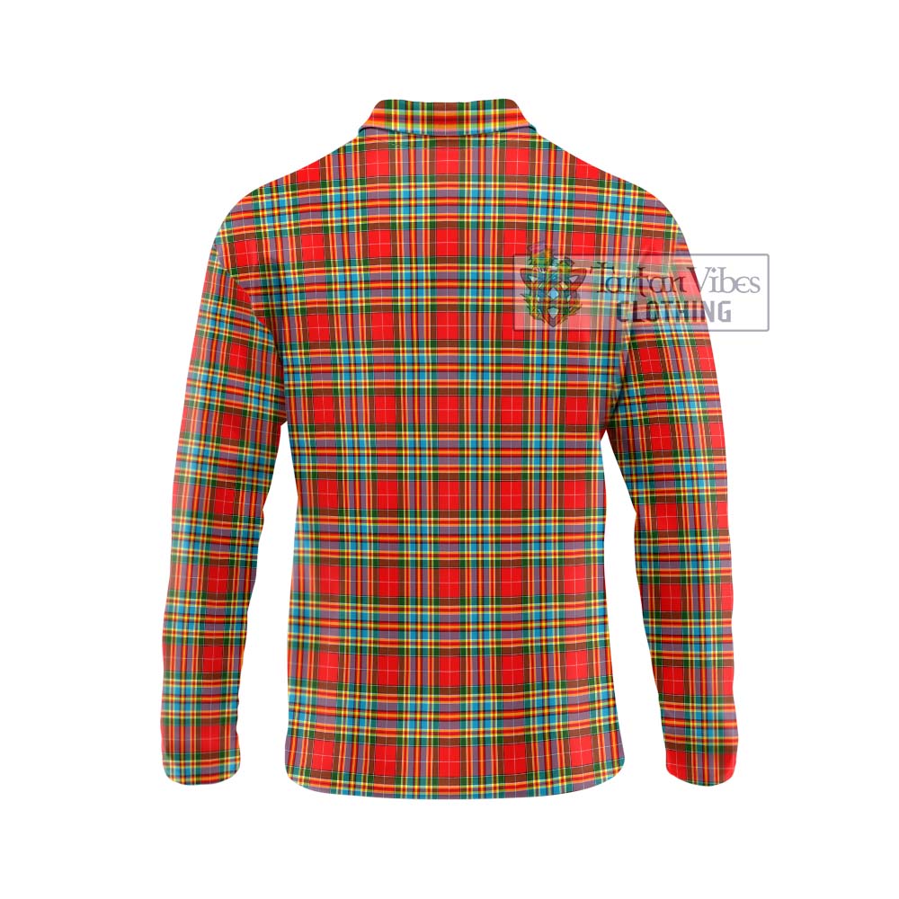 Chattan Tartan Long Sleeve Polo Shirt with Family Crest DNA In Me Style - Tartanvibesclothing Shop