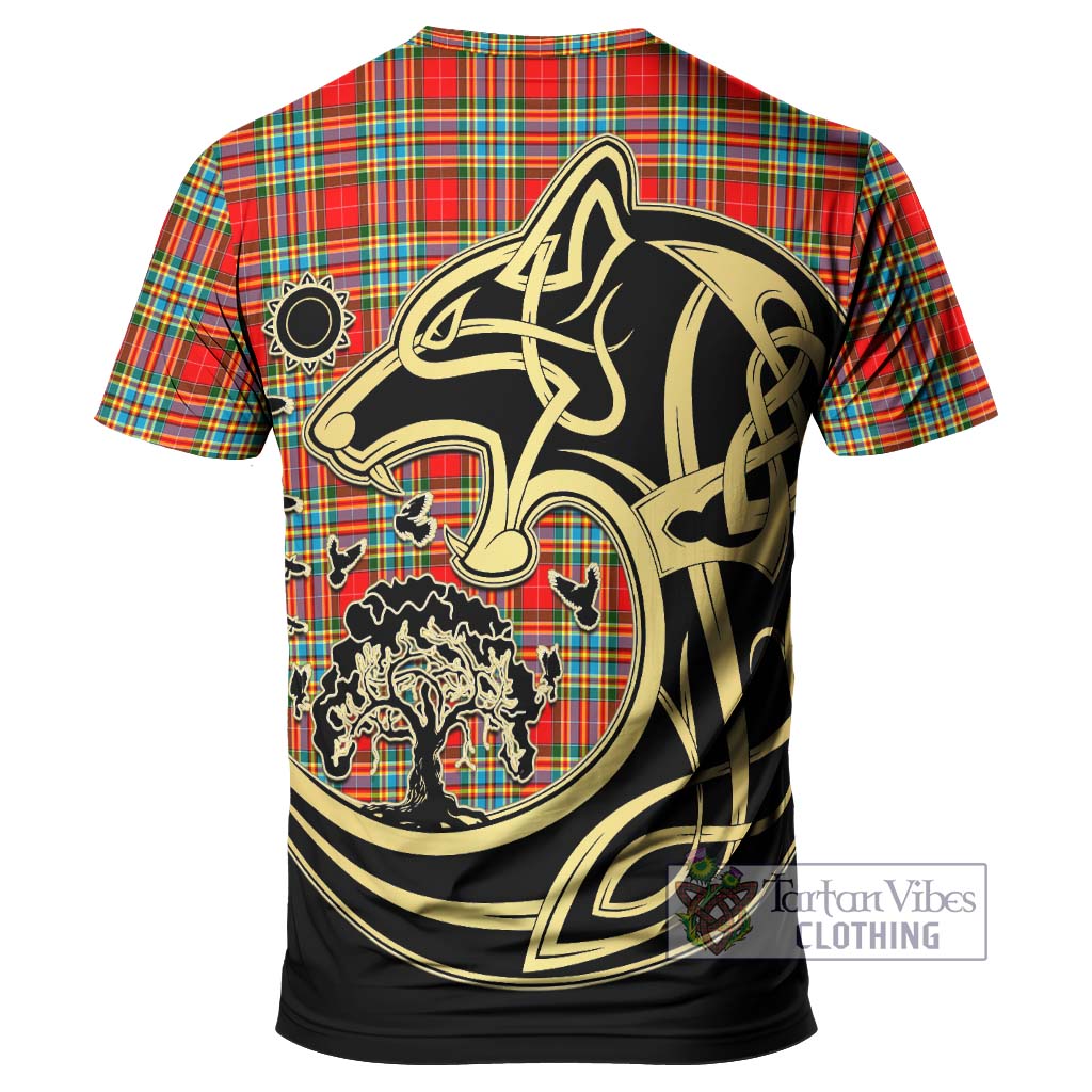 Tartan Vibes Clothing Chattan Tartan T-Shirt with Family Crest Celtic Wolf Style