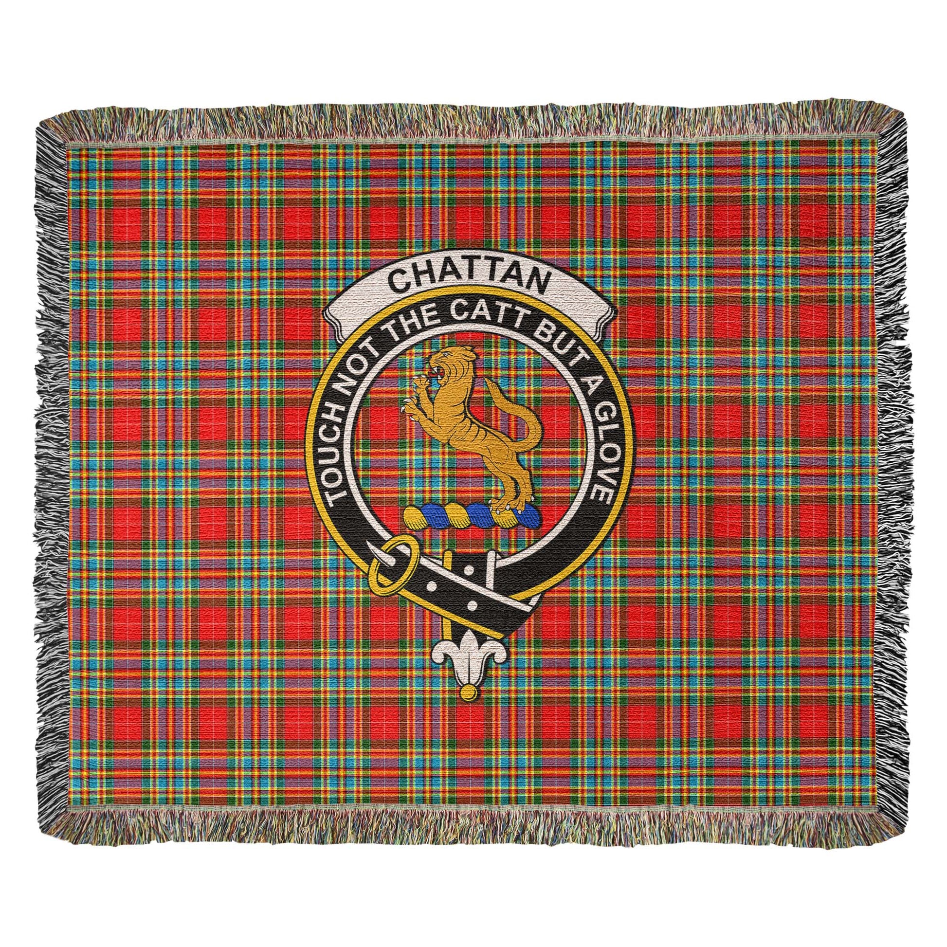 Tartan Vibes Clothing Chattan Tartan Woven Blanket with Family Crest