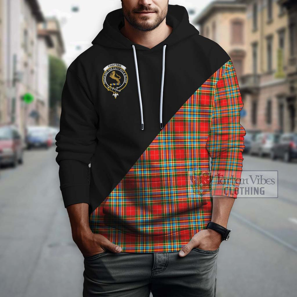 Chattan Tartan Hoodie with Family Crest and Military Logo Style - Tartanvibesclothing Shop