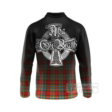 Chattan Tartan Long Sleeve Polo Shirt Featuring Alba Gu Brath Family Crest Celtic Inspired