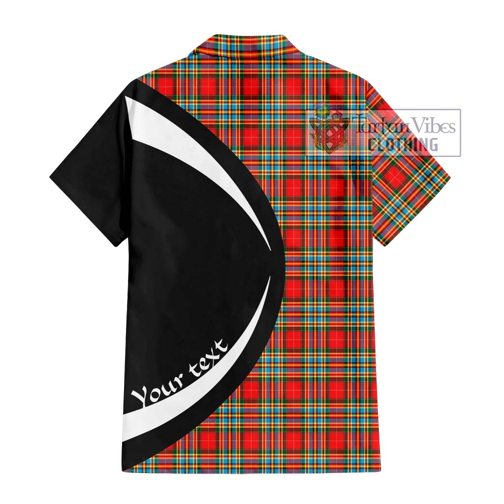 Chattan Tartan Short Sleeve Button Up with Family Crest Circle Style - Tartan Vibes Clothing