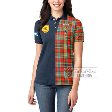 Chattan Tartan Women's Polo Shirt Alba with Scottish Lion Royal Arm Half Style