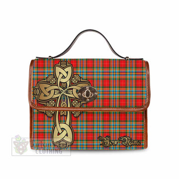 Chattan Tartan Waterproof Canvas Bag Golden Thistle Celtic Cross Style