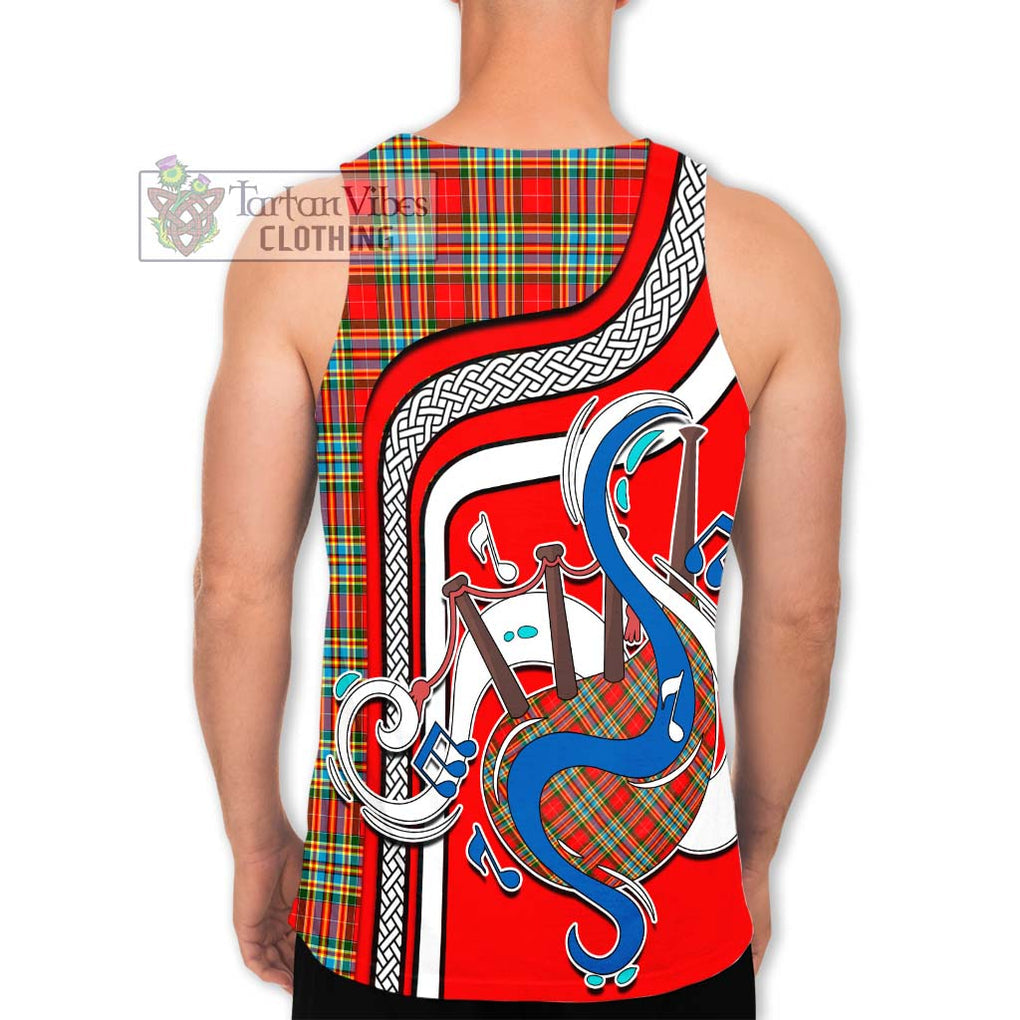 Chattan Tartan Men's Tank Top with Epic Bagpipe Style - Tartanvibesclothing Shop