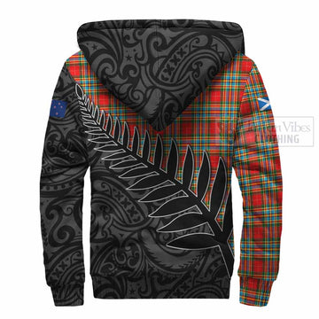 Chattan Crest Tartan Sherpa Hoodie with New Zealand Silver Fern Half Style