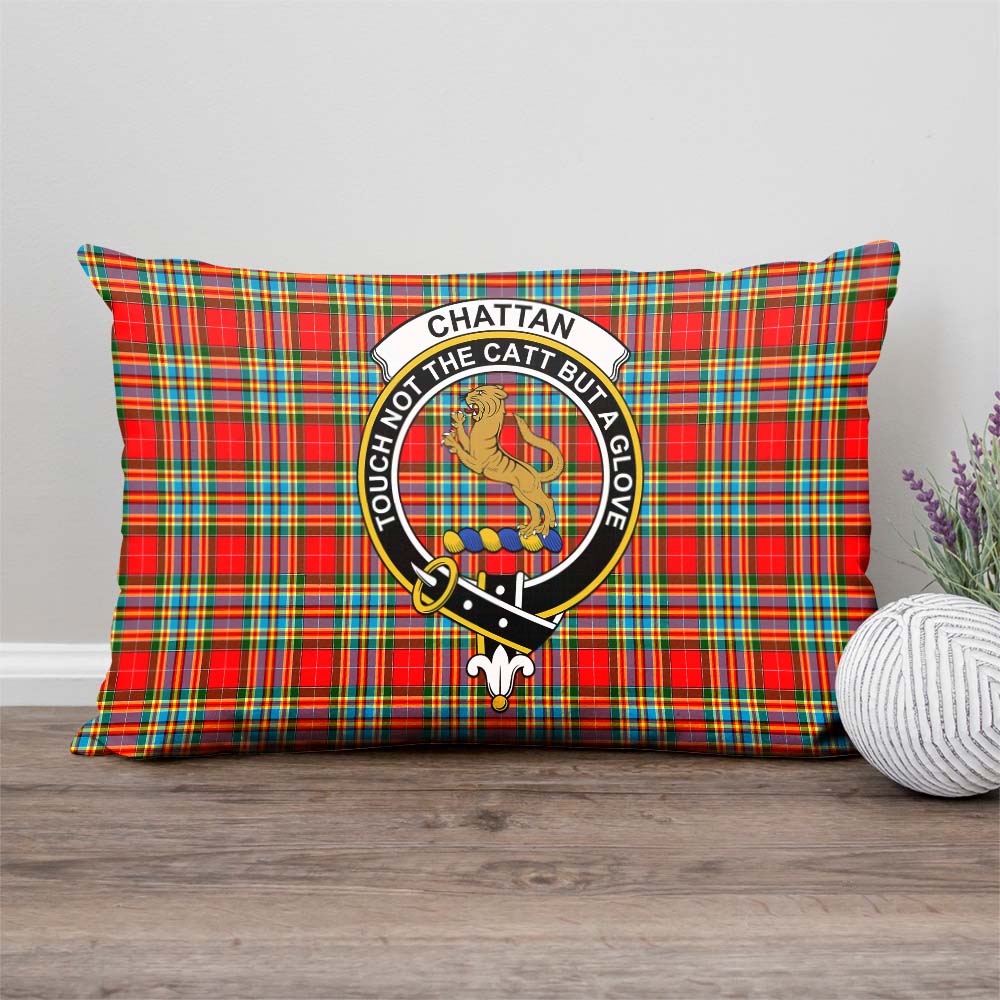 Chattan Tartan Pillow Cover with Family Crest Rectangle Pillow Cover - Tartanvibesclothing