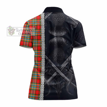 Chattan Tartan Women's Polo Shirt with Family Crest Cross Sword Thistle Celtic Vibes