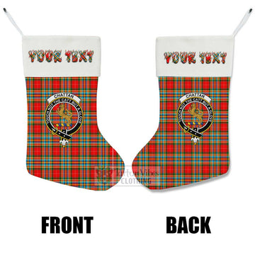 Chattan Tartan Family Crest Christmas Stocking with Personalized Text