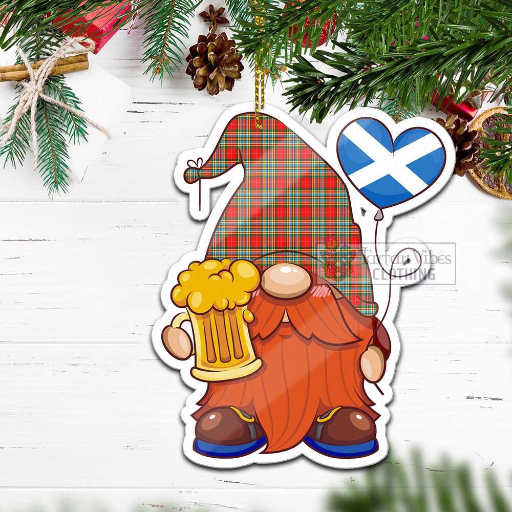 Tartan Vibes Clothing Chattan Tartan Gnome Holding Beer Glass Christmas Ornament with Personalized National Flag