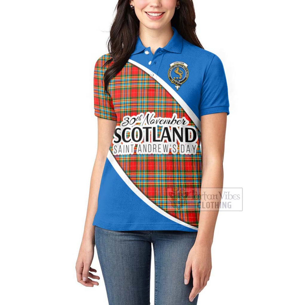 Tartan Vibes Clothing Chattan Family Crest Tartan Women's Polo Shirt Celebrate Saint Andrew's Day in Style