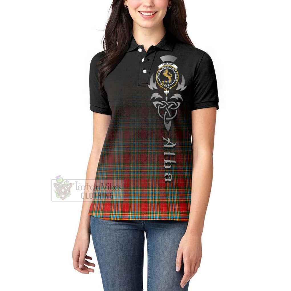 Tartan Vibes Clothing Chattan Tartan Women's Polo Shirt Featuring Alba Gu Brath Family Crest Celtic Inspired