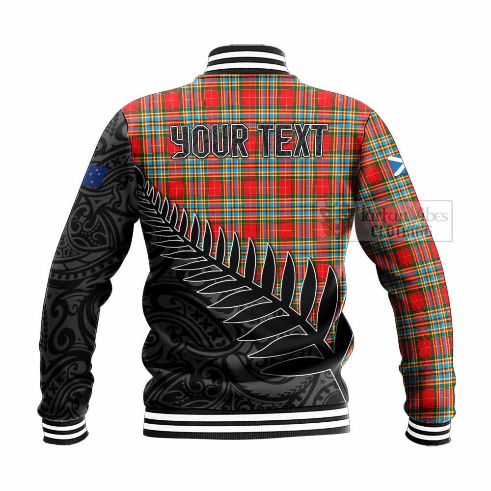 Tartan Vibes Clothing Chattan Crest Tartan Baseball Jacket with New Zealand Silver Fern Half Style