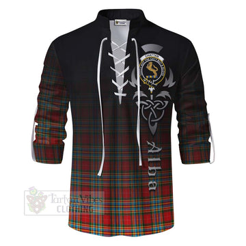 Chattan Tartan Ghillie Kilt Shirt Featuring Alba Gu Brath Family Crest Celtic Inspired