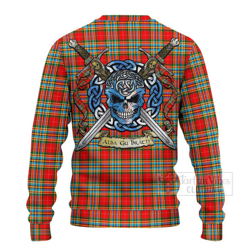 Chattan Tartan Ugly Sweater with Family Crest Celtic Skull Style