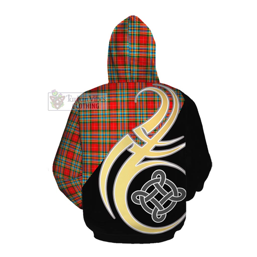 Tartan Vibes Clothing Chattan Tartan Cotton Hoodie with Family Crest and Celtic Symbol Style