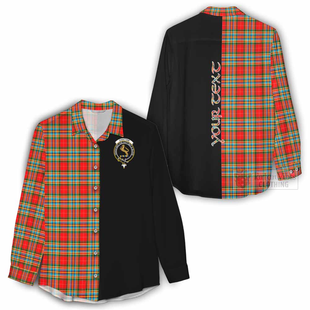 Tartan Vibes Clothing Chattan Tartan Women's Casual Shirt with Family Crest and Half Of Me Style