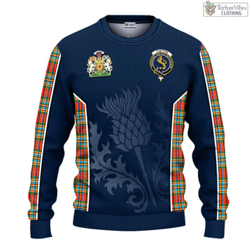 Chattan Tartan Knitted Sweatshirt with Family Crest and Scottish Thistle Vibes Sport Style