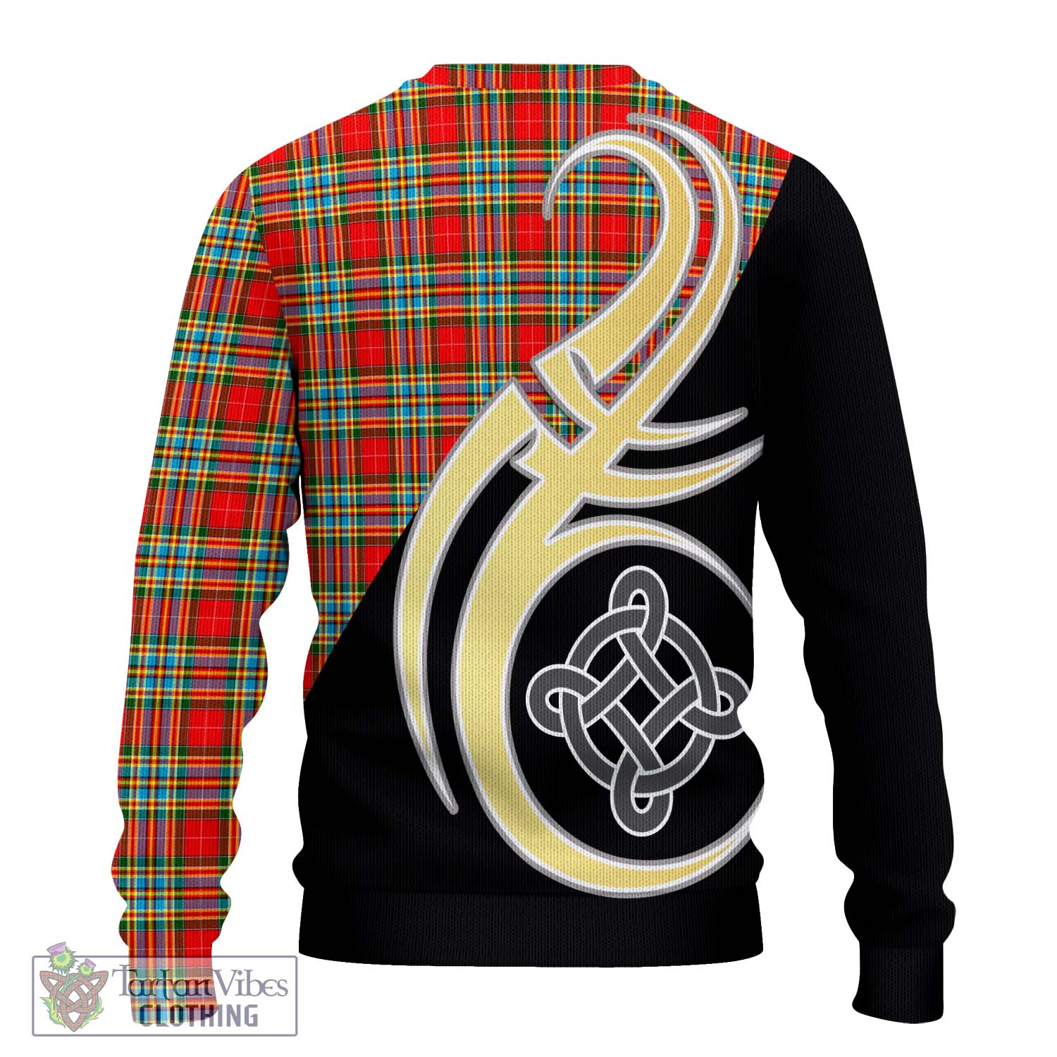 Chattan Tartan Knitted Sweater with Family Crest and Celtic Symbol Style - Tartan Vibes Clothing