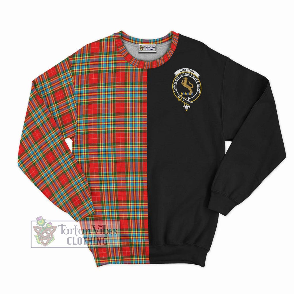 Chattan Tartan Sweatshirt with Family Crest and Half Of Me Style - Tartanvibesclothing Shop