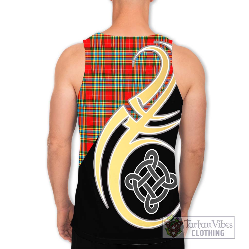 Chattan Tartan Men's Tank Top with Family Crest and Celtic Symbol Style - Tartan Vibes Clothing