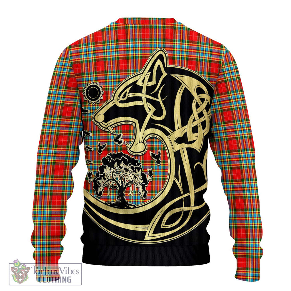 Chattan Tartan Knitted Sweater with Family Crest Celtic Wolf Style - Tartan Vibes Clothing