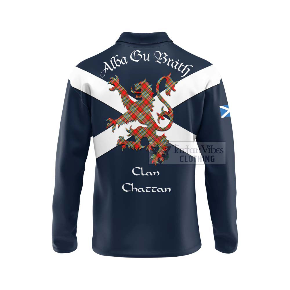 Tartan Vibes Clothing Chattan Tartan Lion Rampant Long Sleeve Polo Shirt – Proudly Display Your Heritage with Alba Gu Brath and Clan Name