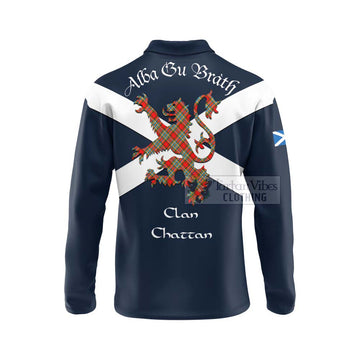 Chattan Tartan Lion Rampant Long Sleeve Polo Shirt  Proudly Display Your Heritage with Alba Gu Brath and Clan Name