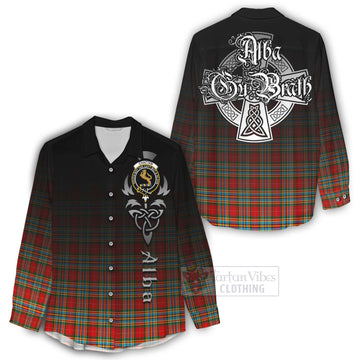 Chattan Tartan Women's Casual Shirt Featuring Alba Gu Brath Family Crest Celtic Inspired