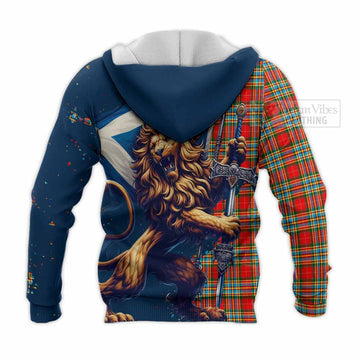 Chattan Tartan Family Crest Knitted Hoodie with Scottish Majestic Lion