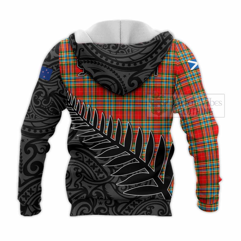 Tartan Vibes Clothing Chattan Crest Tartan Knitted Hoodie with New Zealand Silver Fern Half Style