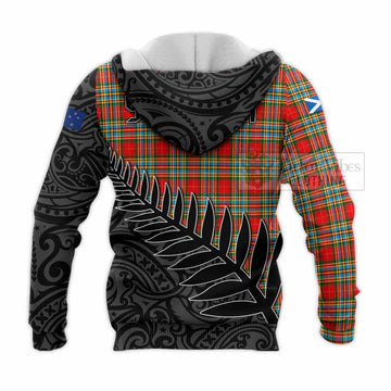 Chattan Crest Tartan Knitted Hoodie with New Zealand Silver Fern Half Style