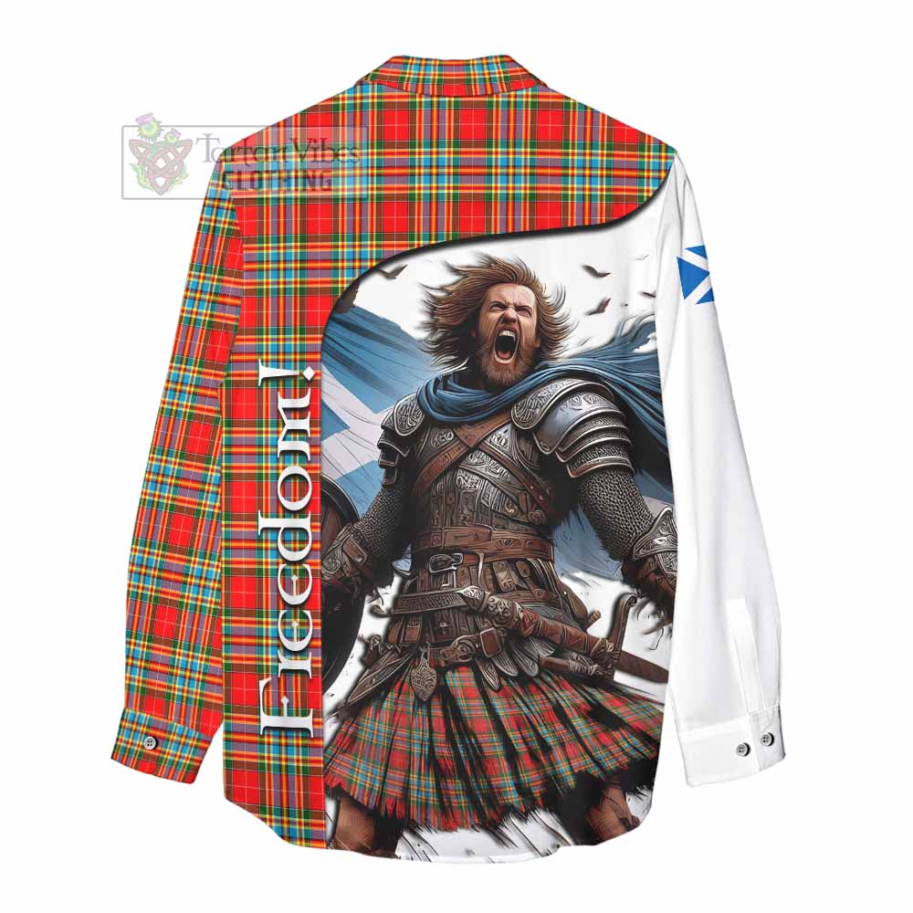 Tartan Vibes Clothing Chattan Crest Tartan Women's Casual Shirt Inspired by the Freedom of Scottish Warrior