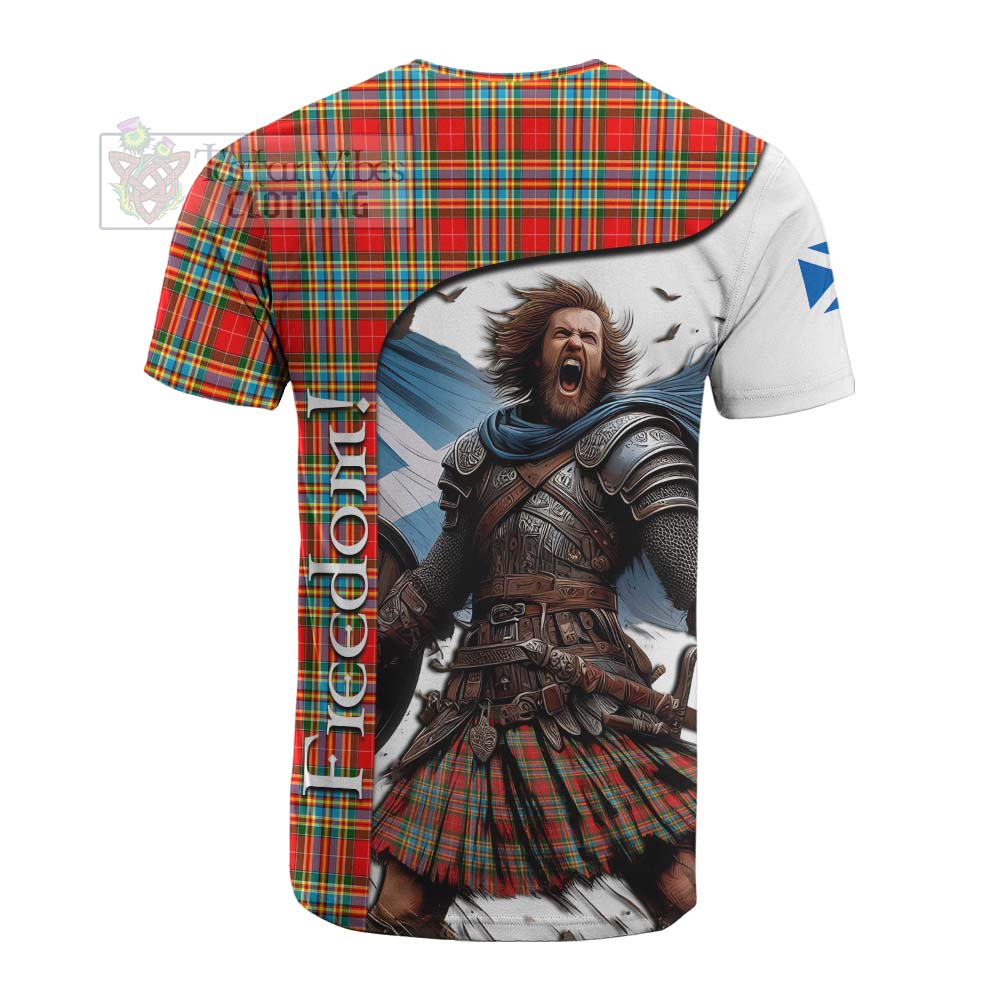 Tartan Vibes Clothing Chattan Crest Tartan Cotton T-shirt Inspired by the Freedom of Scottish Warrior