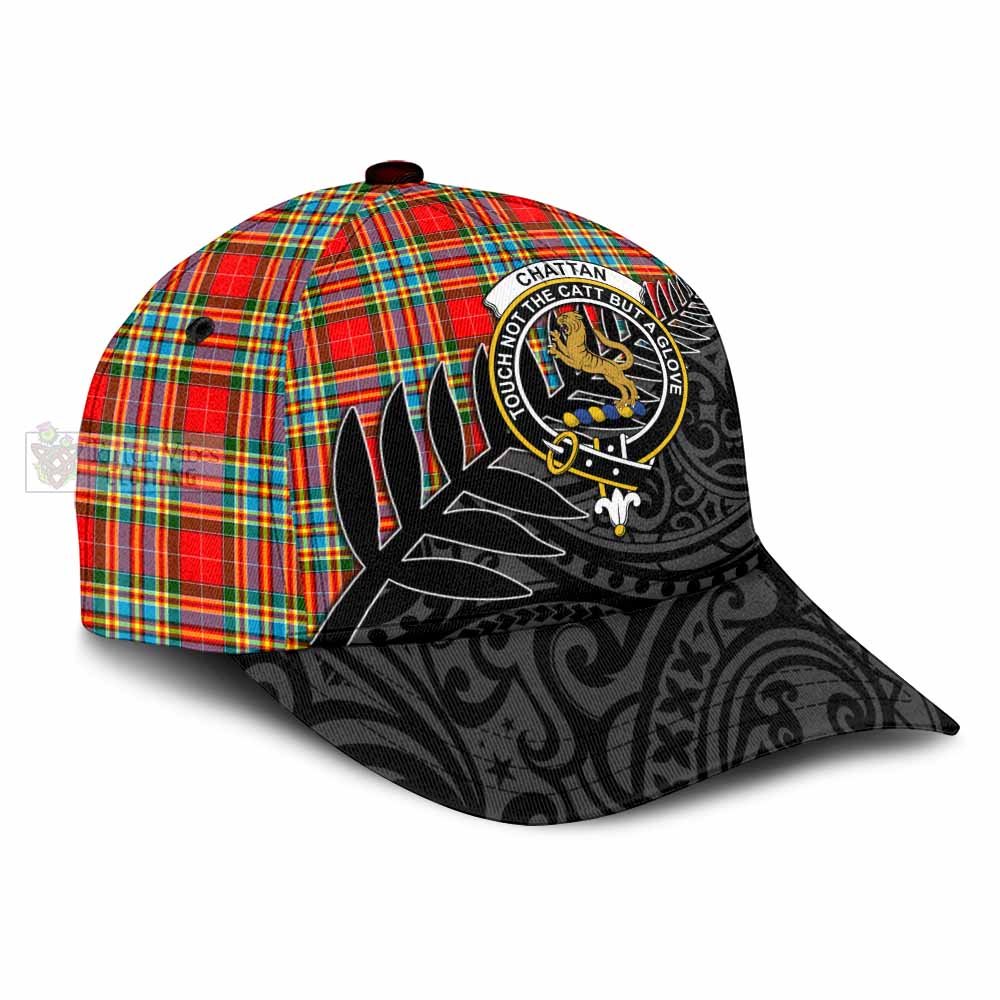 Tartan Vibes Clothing Chattan Tartan Classic Cap with New Zealand Silver Fern Half Style