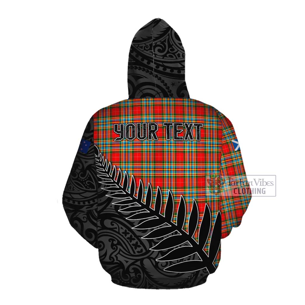 Tartan Vibes Clothing Chattan Crest Tartan Cotton Hoodie with New Zealand Silver Fern Half Style