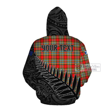 Chattan Crest Tartan Cotton Hoodie with New Zealand Silver Fern Half Style