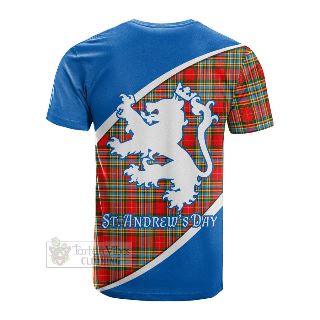 Tartan Vibes Clothing Chattan Family Crest Tartan Cotton T-shirt Celebrate Saint Andrew's Day in Style