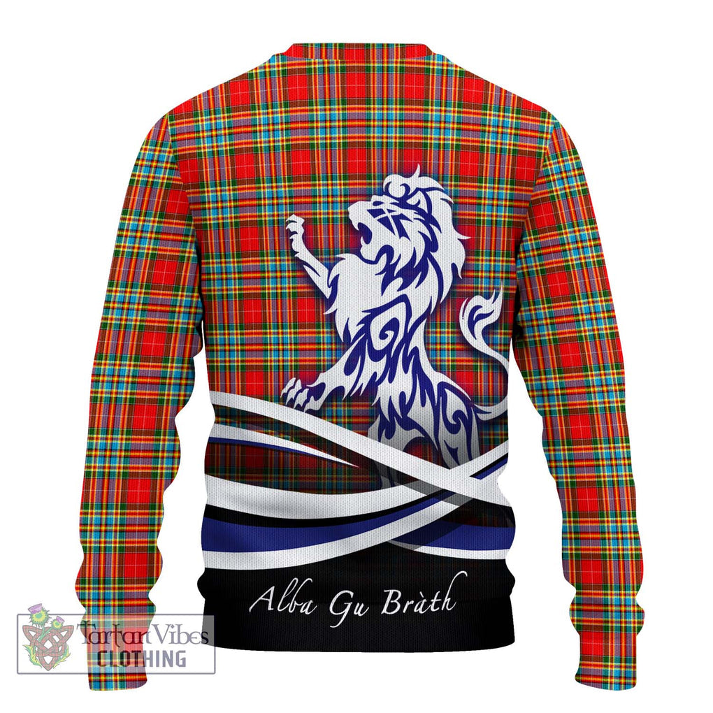 Chattan Tartan Knitted Sweater with Alba Gu Brath Regal Lion Emblem - Tartanvibesclothing Shop